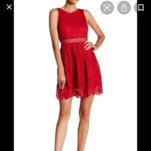 Romeo & Juliet Couture Red Lace Flare Dress Medium